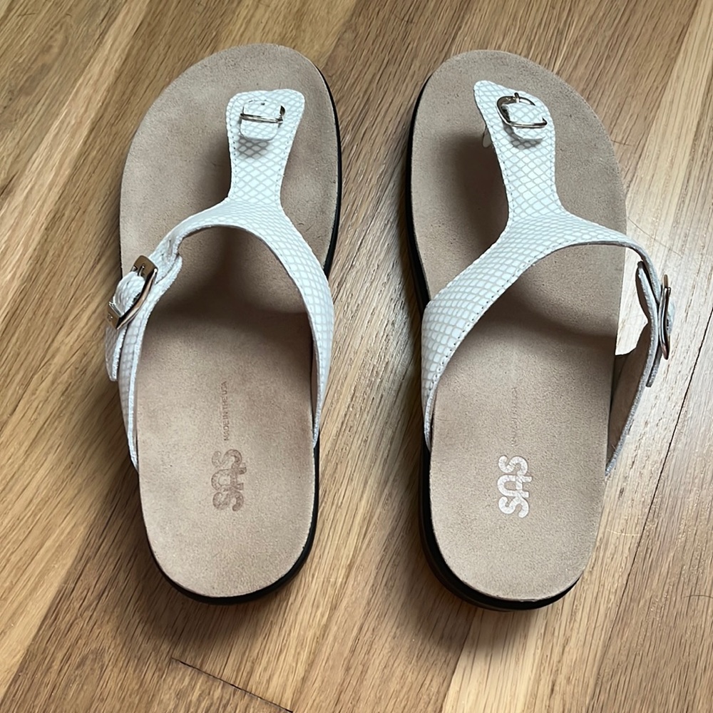 SAS Sanibel-C White Snake Sandals